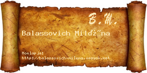 Balassovich Miléna névjegykártya